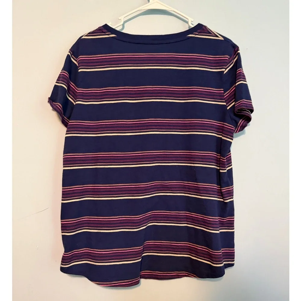 Mossimo Supply Co Women's XXL V-Neck Striped Short Sleeve T-Shirt 1808